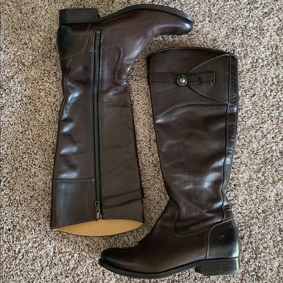 {FRYE} Molly Button Tall Leather Boots - Picture 8 of 10